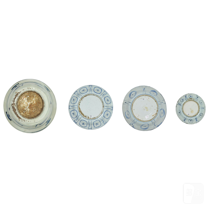 明萬曆 青花克拉克盤四件 | FOUR BLUE AND WHITE 'KRAAK' DISHES - 图4